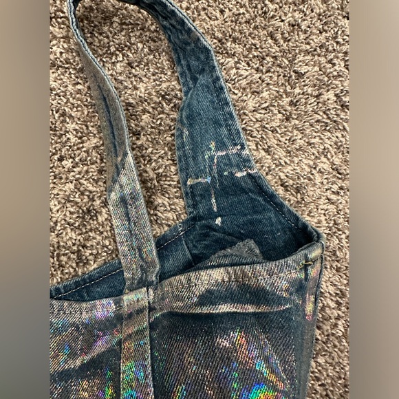 Iridescent Denim Jean Corset M Euphoria Britney Look - Picture 9 of 11